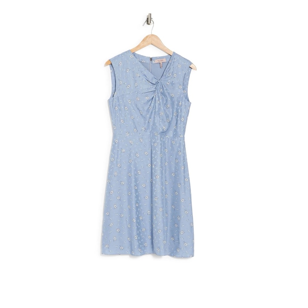 TAILORED BY REBECCA TAYLOR Petal Fleur Sleeveless Silk Blend Dress In Blue Fog